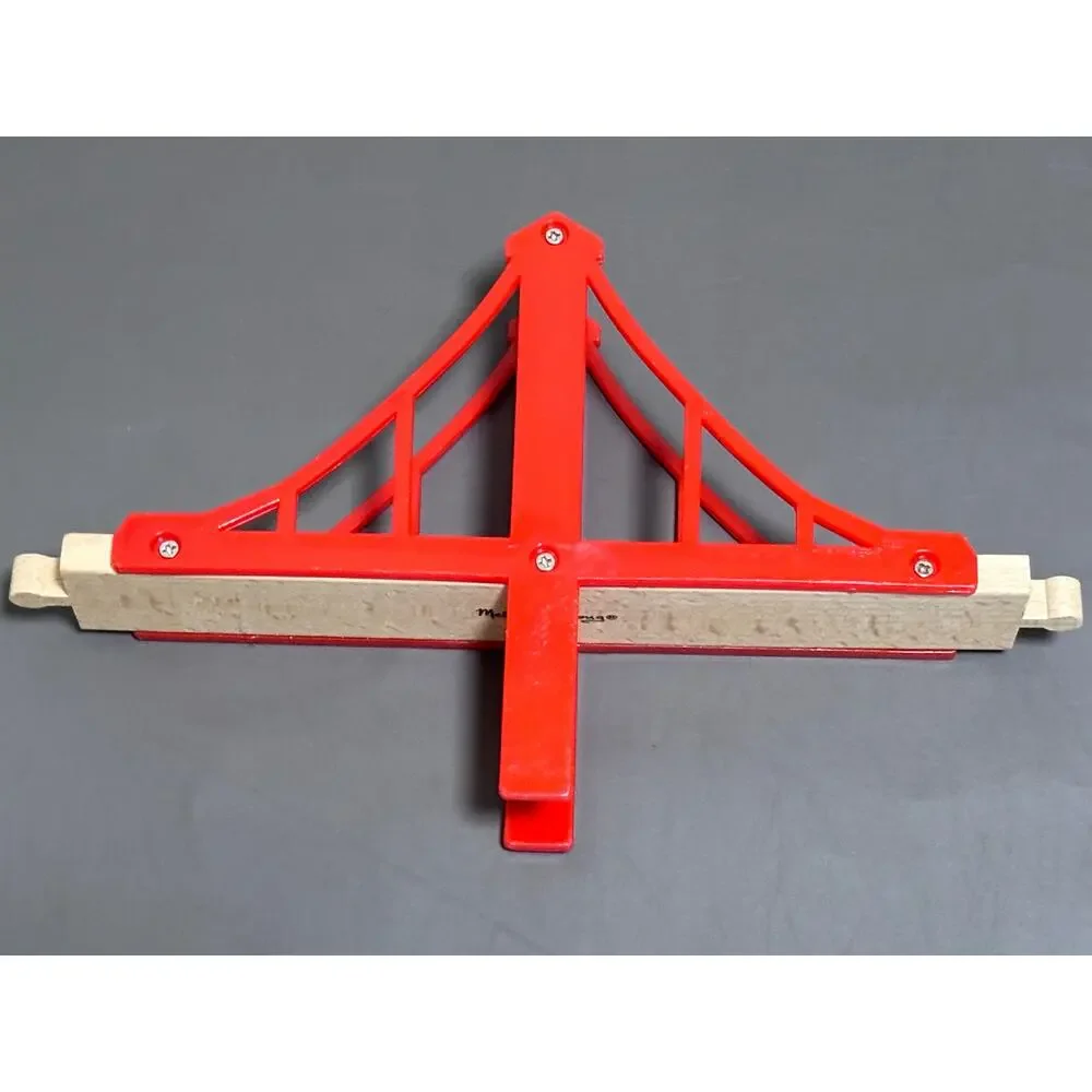 Brio, Thomas, Melissa & Doug Wooden Railway Suspension Bridge Track Piece Red